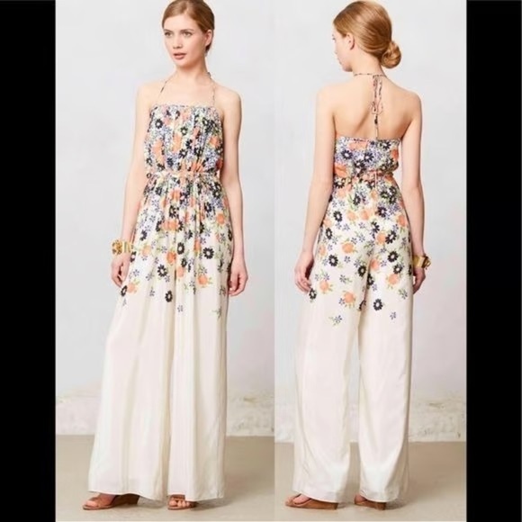 elevenses Pants - Elevenses 100% Silk Floral Jumpsuit